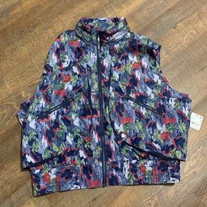 NEW Free People FP Movement Off the Grid Printed Vest Womens Floral Full Zip L